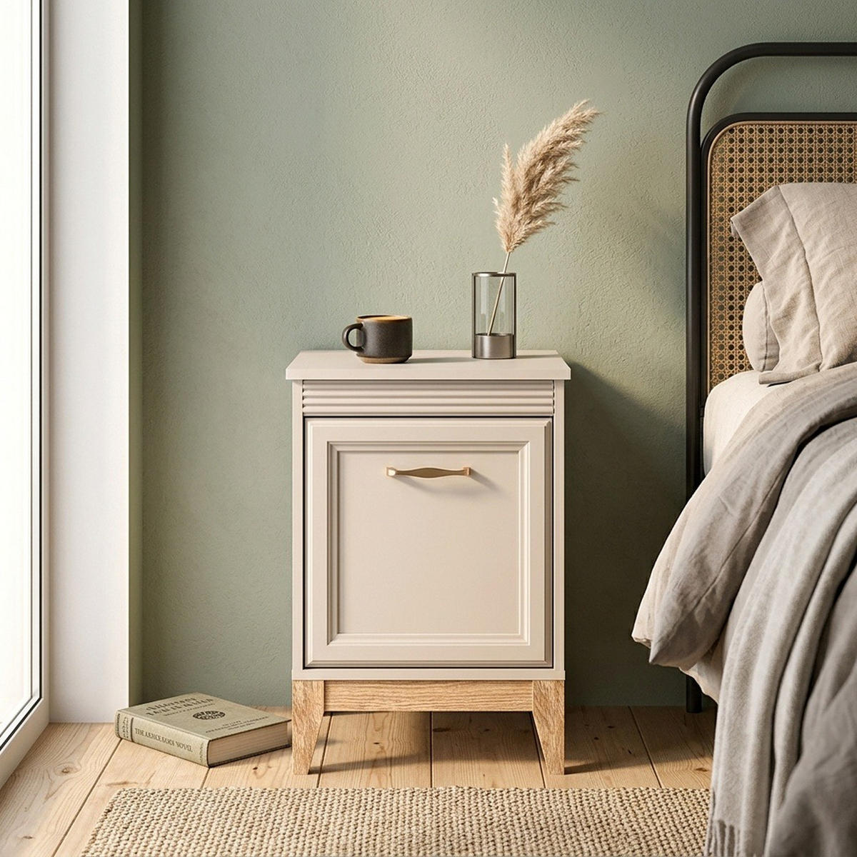 NACHTTISCH Windsor W-11 45 x 62 x 40,5 cm Kaschmir - Kaschmir/Eichefarben, Eichenholz/Holzwerkstoff (45/62/40.5cm) - Koseto