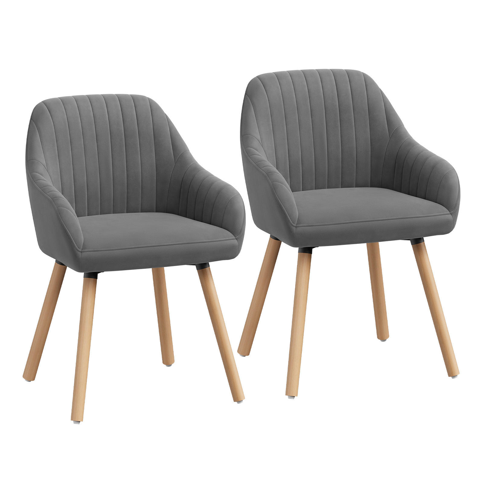 ESSZIMMERSTUHL 2er-Set, Samt, Massivholz, Dunkelgrau - Dunkelgrau/Naturfarben, Holz/Textil (42/81/50cm) - Woltu