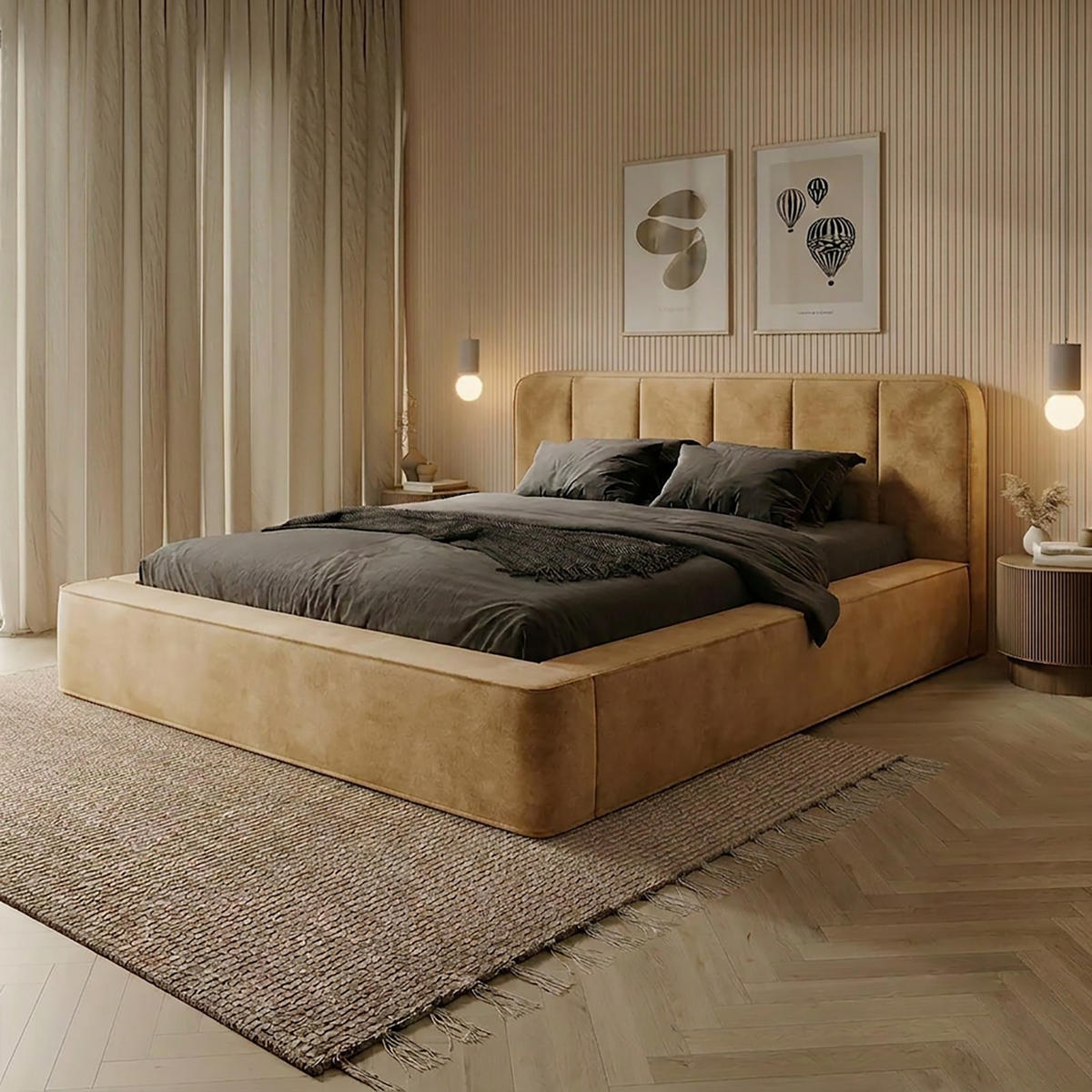 POLSTERBETT BEJO 160x200 cm, Beige - Beige, Textil (200/160cm) - Fedve