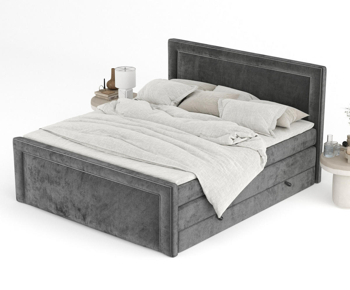 BOXSPRINGBETT Luxora Anthrazit 200/200 cm - Anthrazit/Schwarz, Holz/Holzwerkstoff (200/200cm) - Maison de Reve