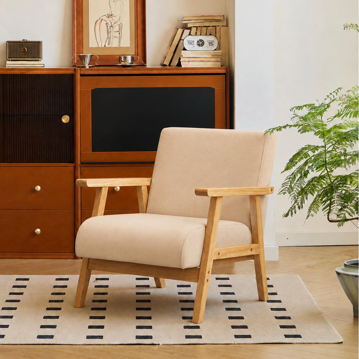 SESSEL Holz Beige - Beige, Holz (60/76/70cm) - Nordlys