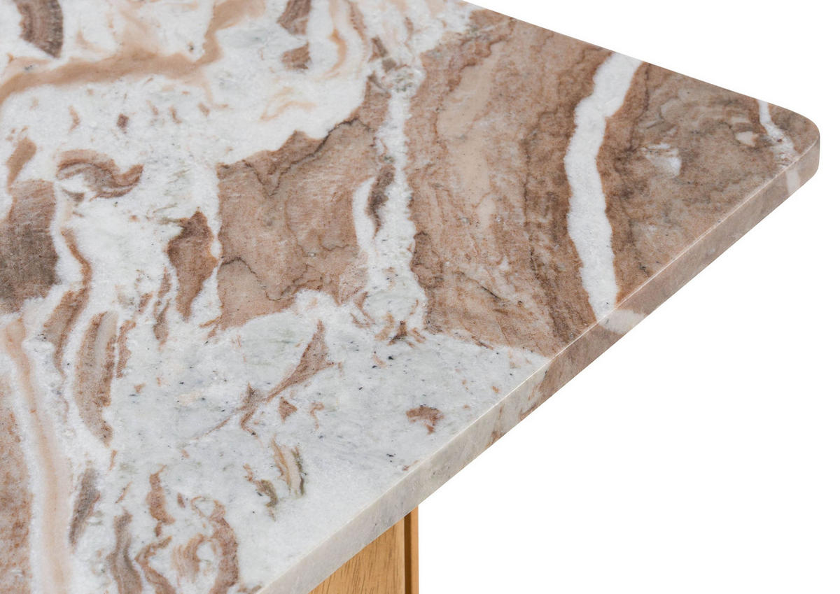 BEISTELLTISCH Mango 55x55x45 beige lackiert / Marmor beige LUGANO #104 - Beige, Holz (55/55/45cm) - Massivmoebel24