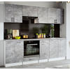 KÜCHENZEILE LECO 240 beton - Weiß/Grau, Holzwerkstoff (240/82/46cm) - roe furniture