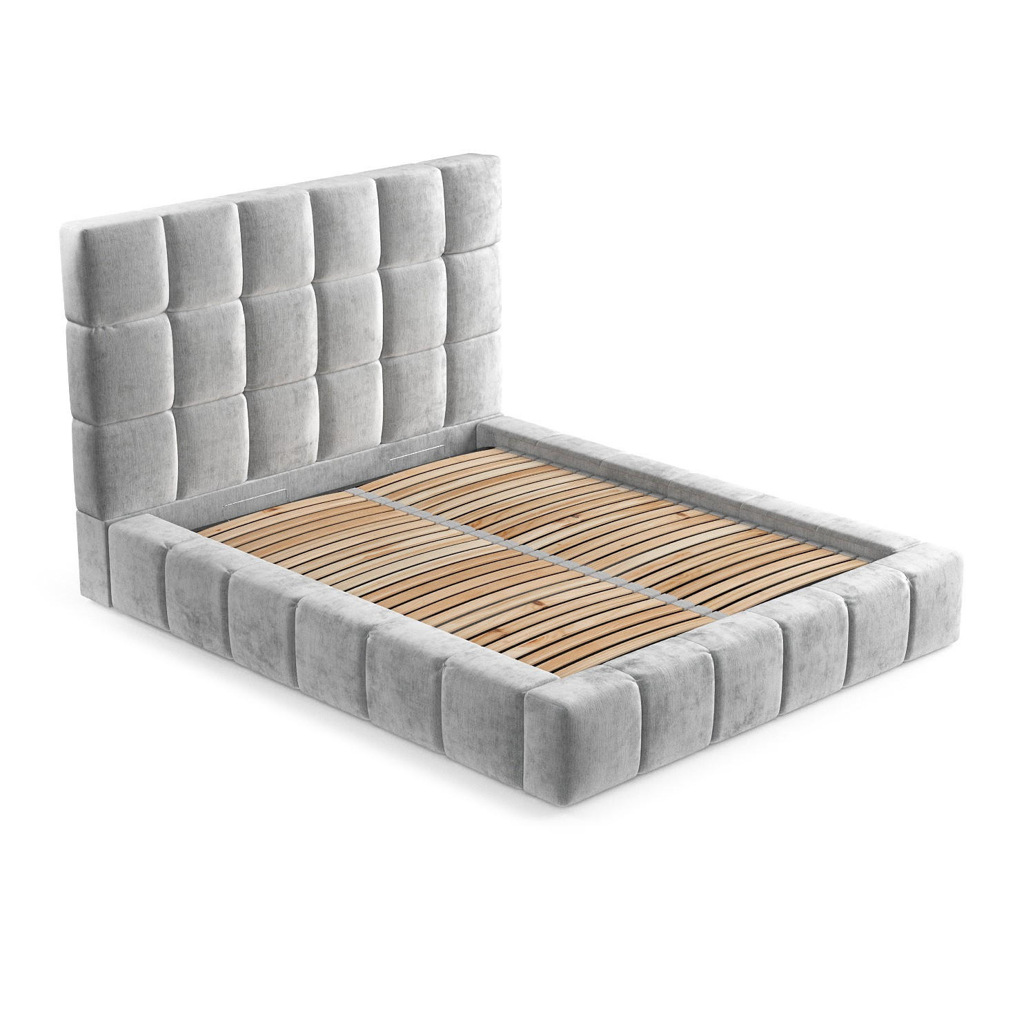POLSTERBETT Kendal Tres Hellgrau 200/200 cm im Chenille-Stoff - Hellgrau/Schwarz, Holz/Holzwerkstoff (200/200cm) - Maison de Reve