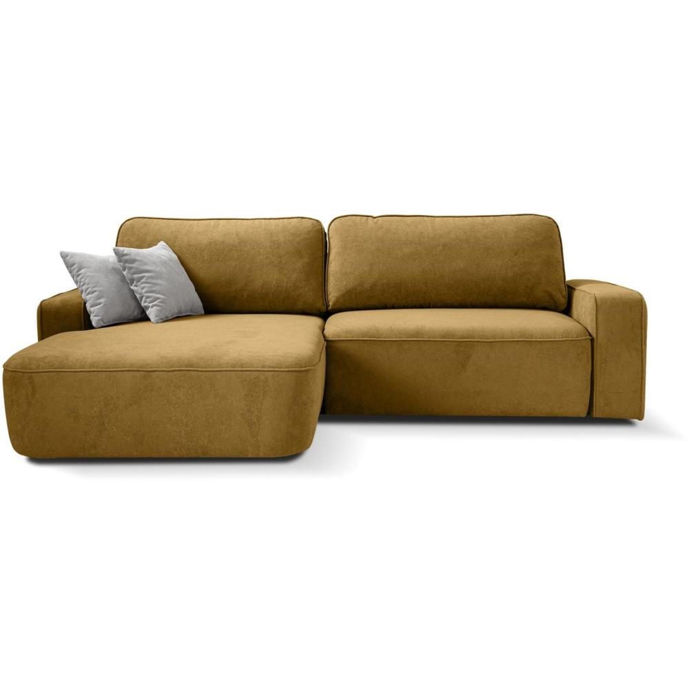 ECKSCHLAFSOFA Torre gelb velours links - Gelb, Textil (258/171cm) - Beautysofa