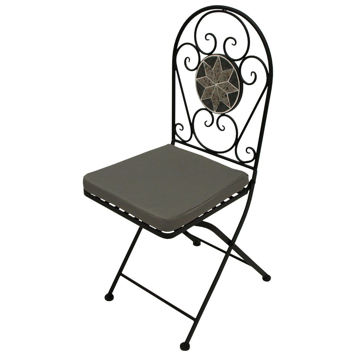 KLAPPSTUHL 2ER-SET Carlisle - schwarz pulverbeschichtetes Eisen - Grau, Metall (40/96/47cm) - TPFGarden