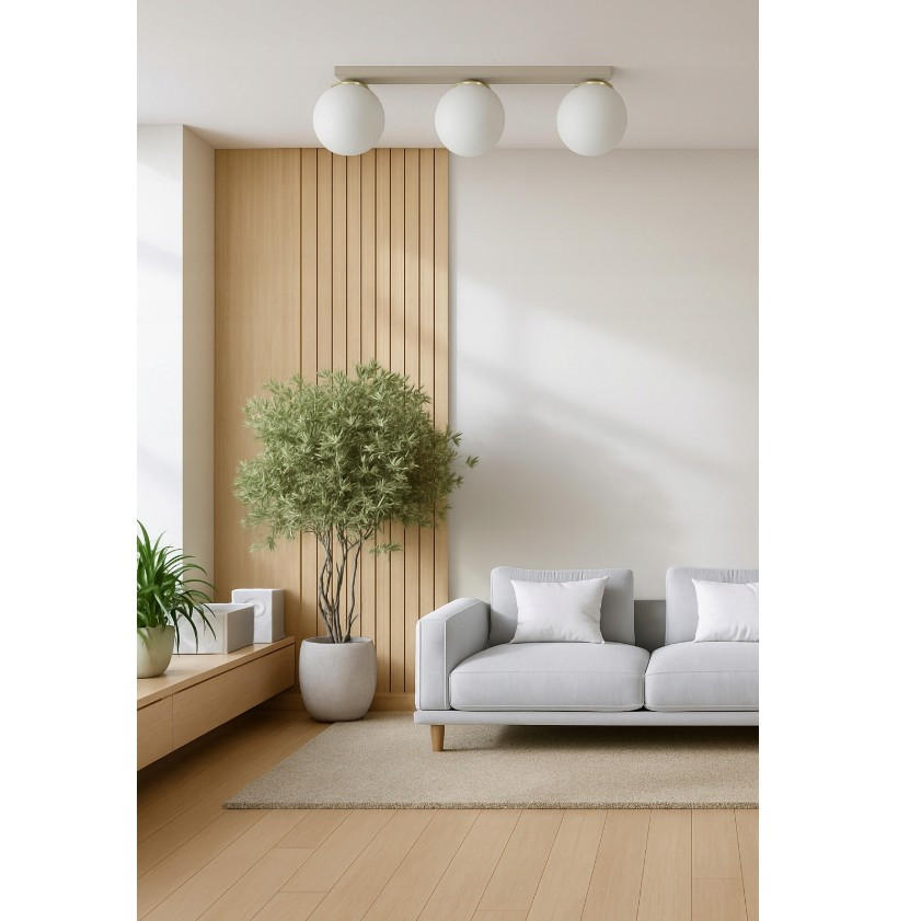 DECKENLEUCHTE ECRU II - Beige/Goldfarben, Glas/Metall (14/68/17cm) - kiki design