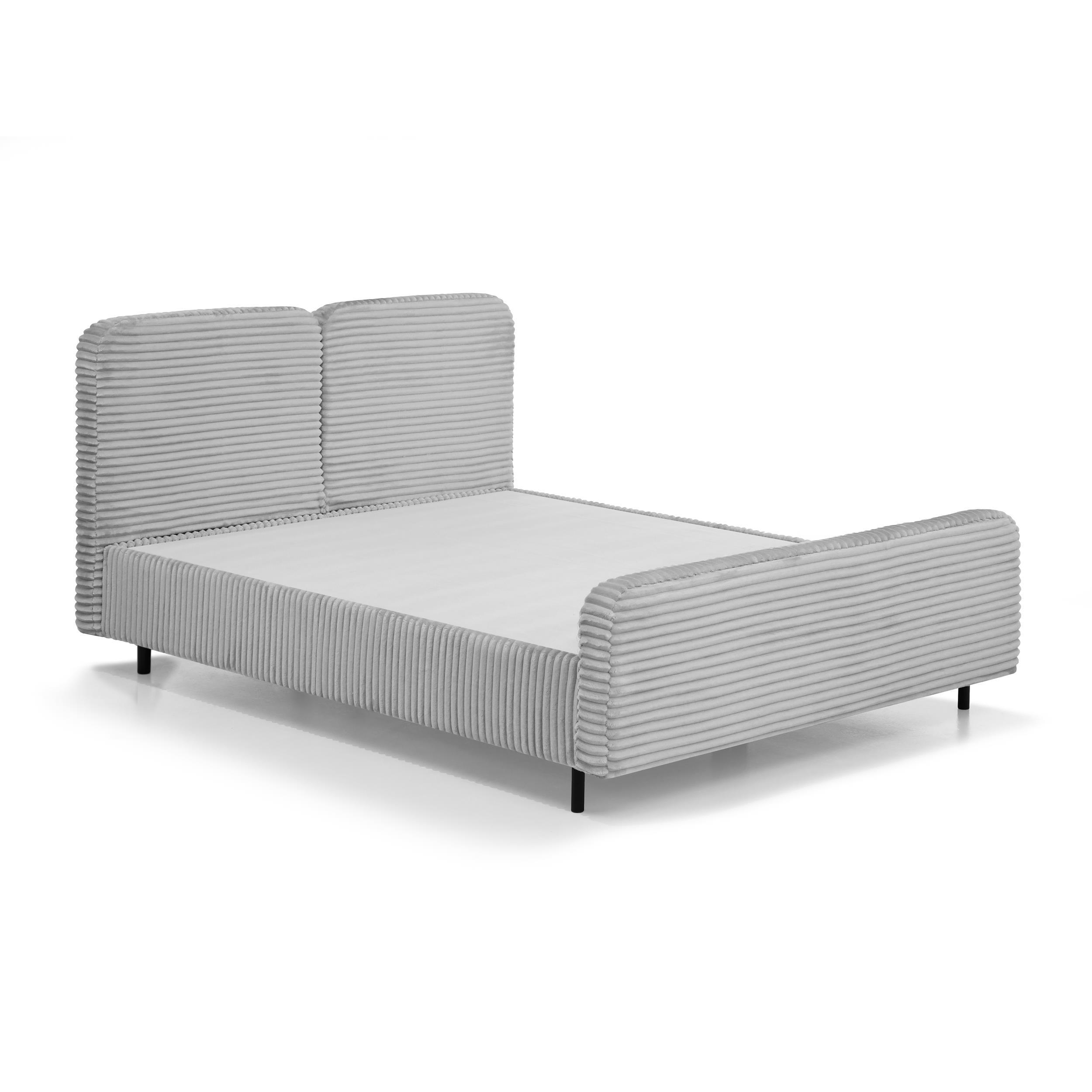 POLSTERBETT Lea mit Bettkasten, 140x200, Hellgrau - Hellgrau/Schwarz, Textil (140/200cm) - Beautysofa