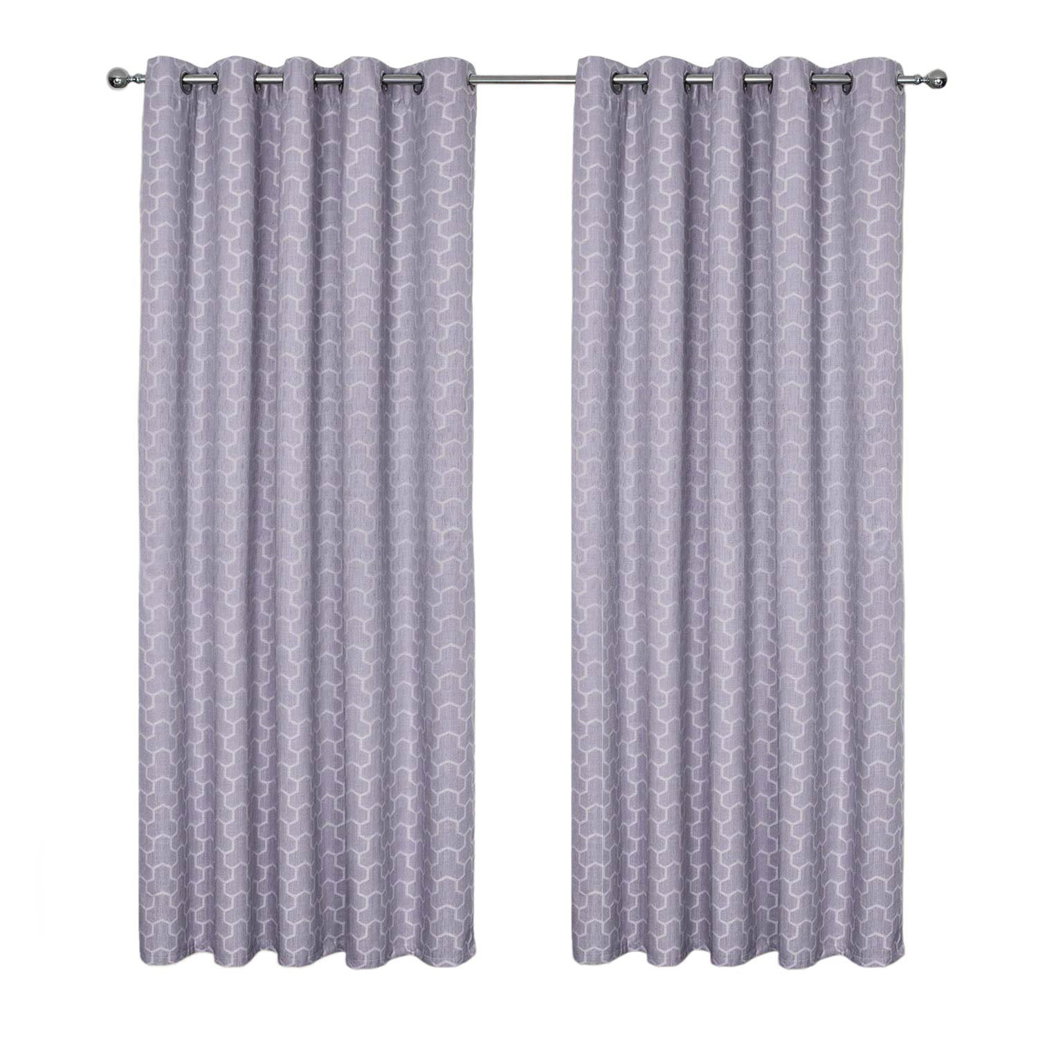 VERDUNKELUNGSVORHÄNGE geometrisch mit Thermo-Funktion, Ösen 228/137 cm - Flieder, Textil (228/137cm) - Homescapes