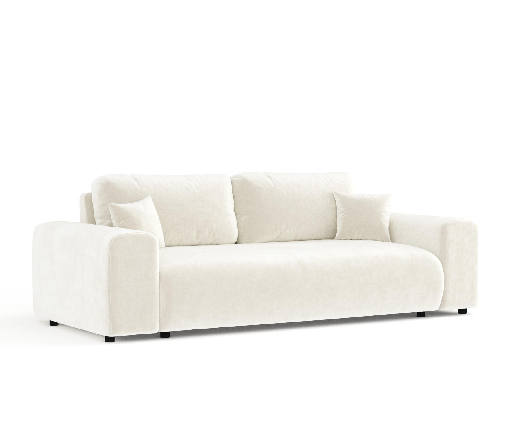 3-SITZER-SOFA Zanzibar Creme Samtstoff - Creme/Schwarz, Holz/Holzwerkstoff (213/79/108cm) - Maison de Reve