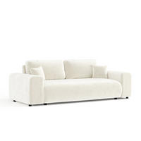 3-SITZER-SOFA Zanzibar Creme Samtstoff - Creme/Schwarz, Holz/Holzwerkstoff (213/79/108cm) - Maison de Reve
