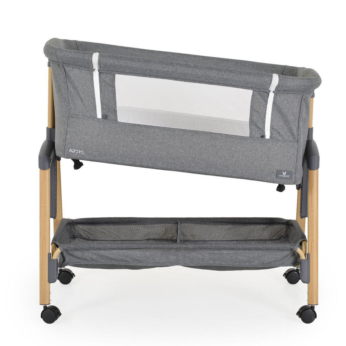 BEISTELLBETT Adoro grau 82 x 48 cm, 7 Höhenpositionen, Anti-Reflux, Moskitonetz, Matratze - Grau, Metall (48/82cm) - Cangaroo