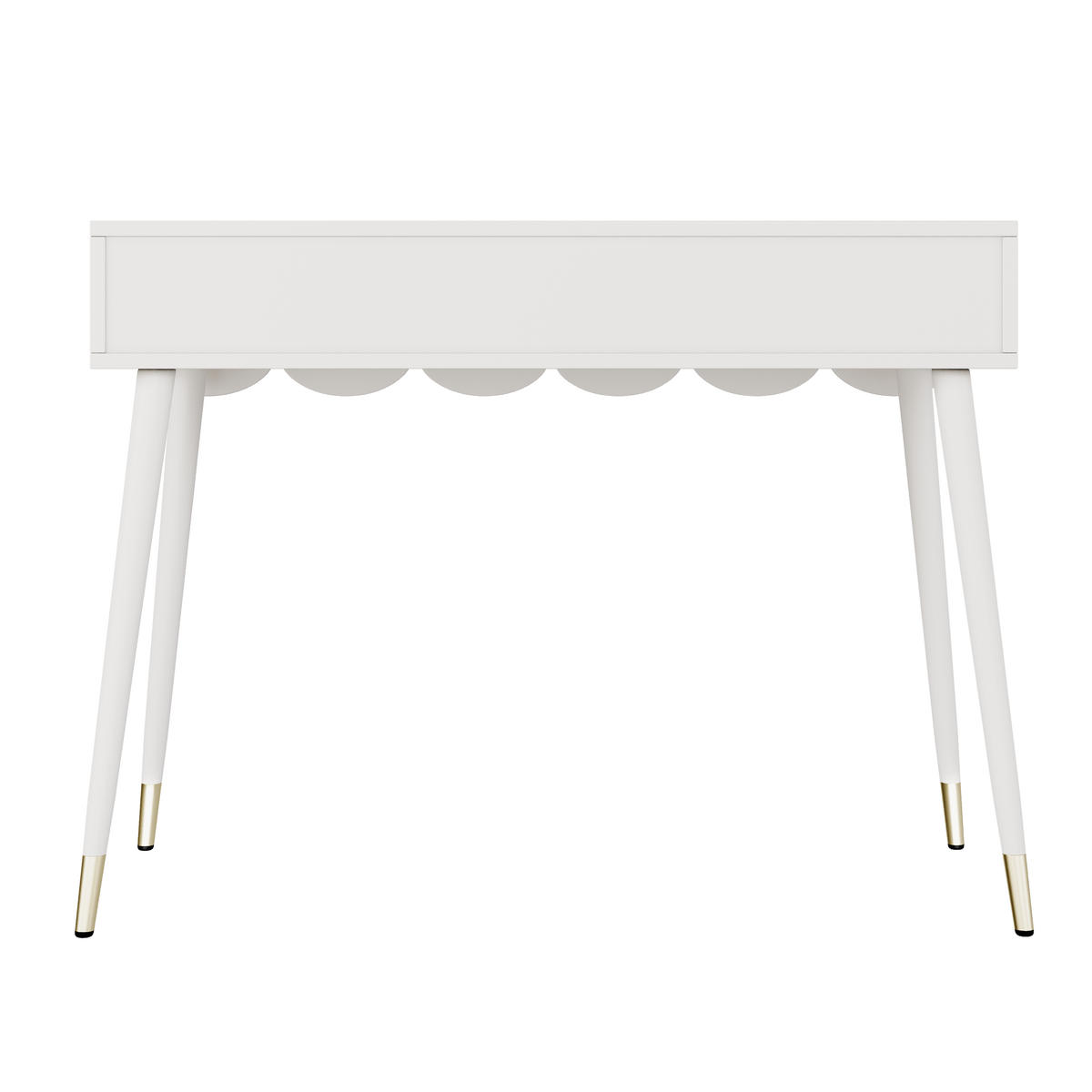 SCHMINKTISCH weiß 100 cm mit 2 wolken-schubladen & metallbeinen - Weiß, Holzwerkstoff (100/76/40cm) - Urban Meuble