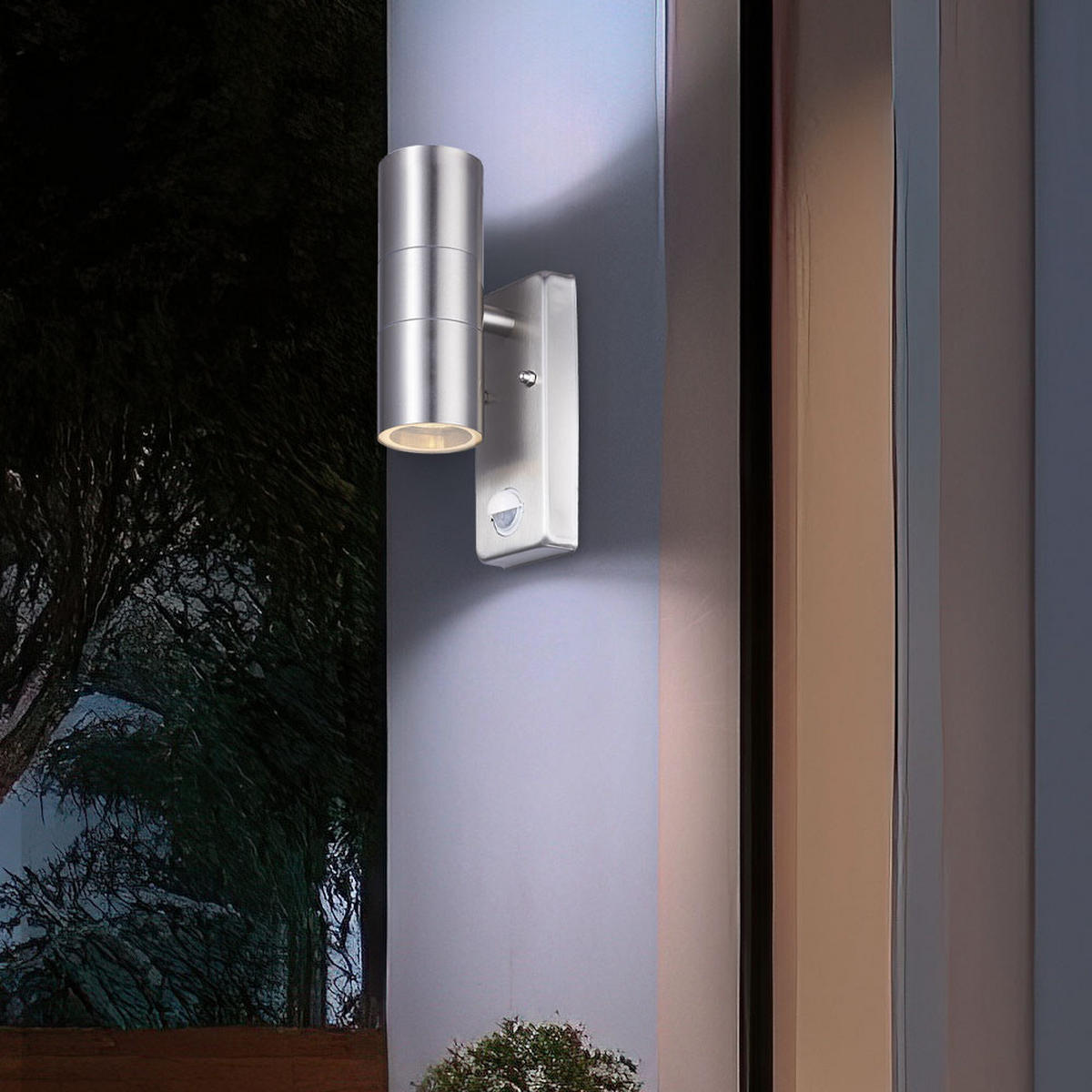 LED AUSSEN-WANDLEUCHTE Edelstahl Silber - Silberfarben, Glas/Metall (7.2/22.5/11cm)