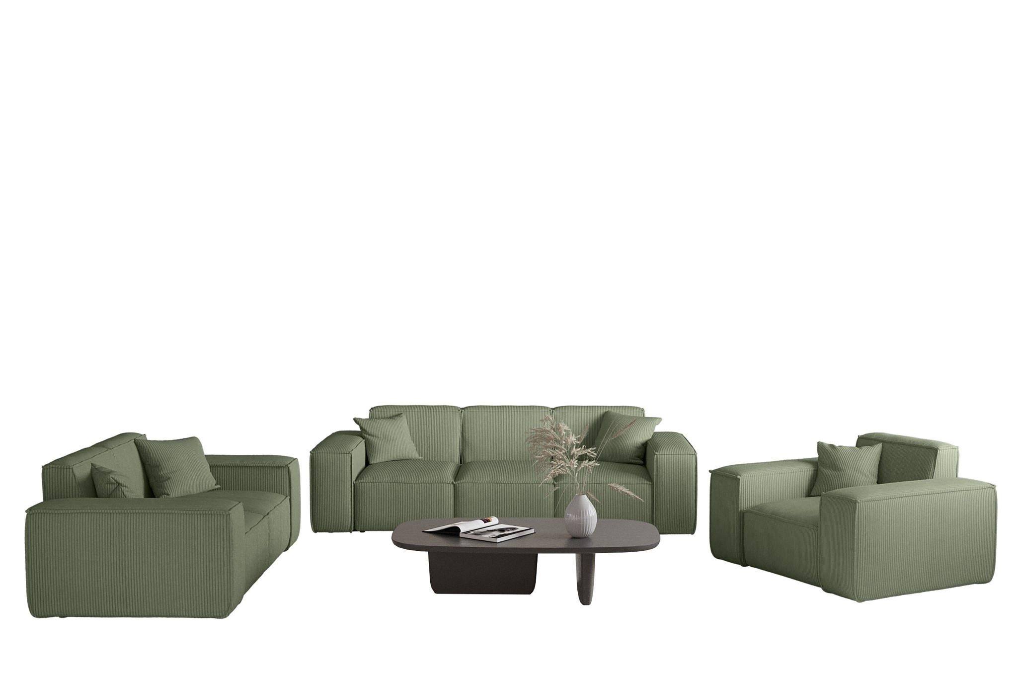 Fun Möbel Sofaset Jadegrün 225x73x88 cm