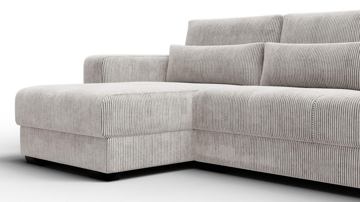ECKSOFA OLI 4-Sitzer links, perlweiß - Weiß, Holz/Textil (295/172cm) - Courtois Laville