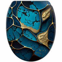 WC-SITZ Absenkautomatik Marmor Cobalt - Blau, Holzwerkstoff (38/5.5/47cm) - Sanilo