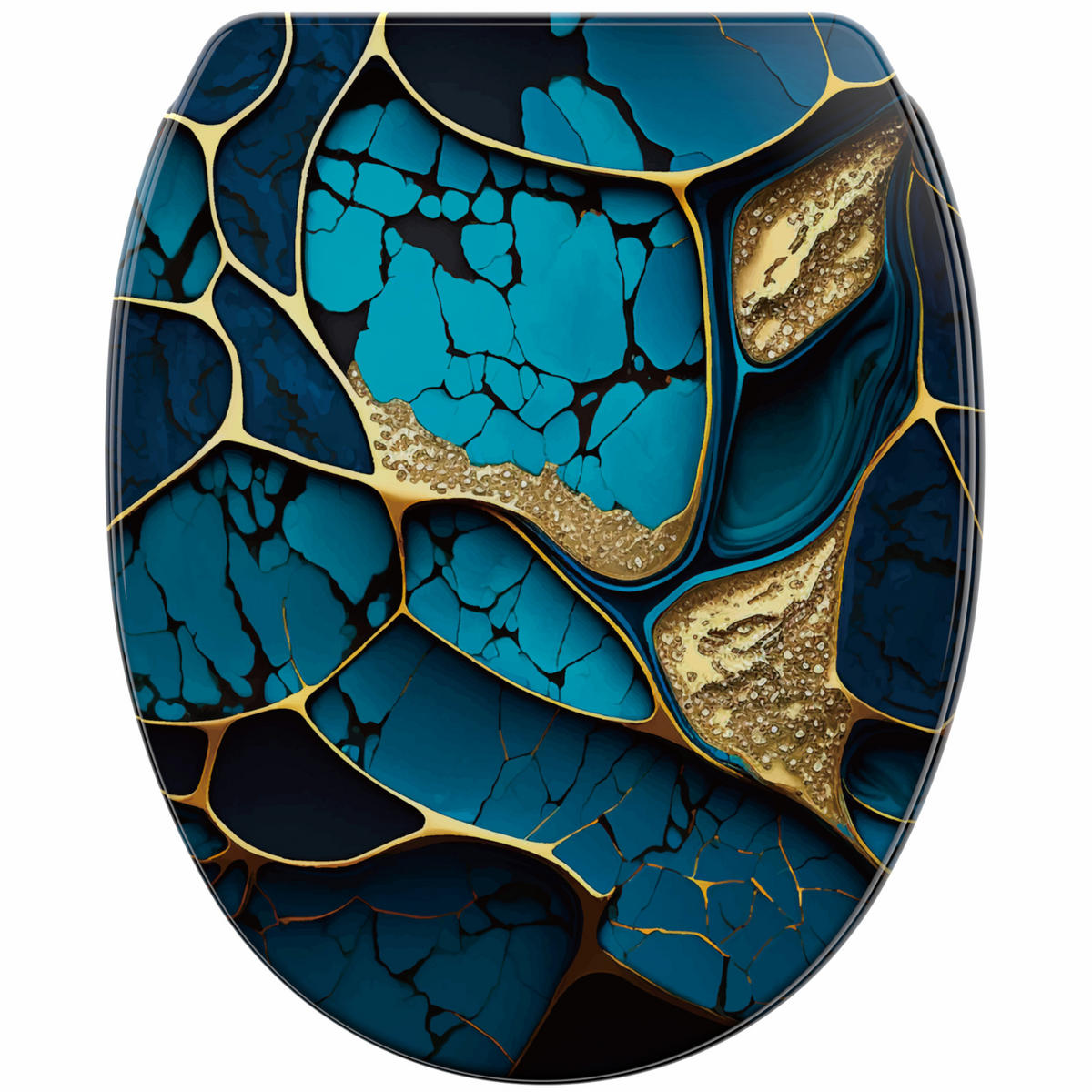 WC-SITZ Absenkautomatik Marmor Cobalt - Blau, Holzwerkstoff (38/5.5/47cm) - Sanilo