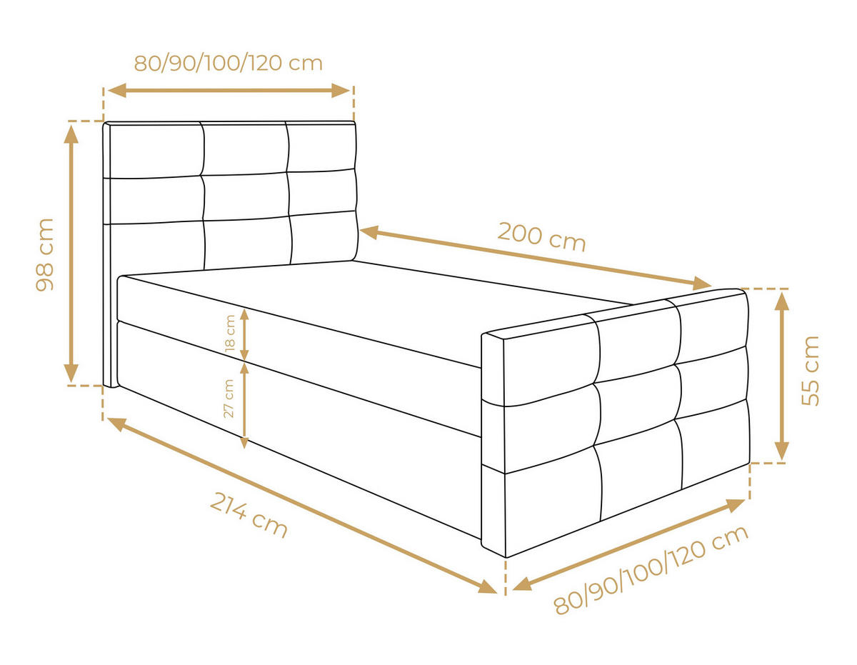 BOXBETT ARGENTARO 120x200 cm mit Bettkasten und Matratze - Schwarz - Schwarz, Holz/Holzwerkstoff (120/200cm) - AX Living