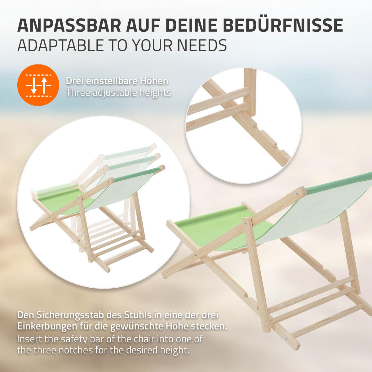 LIEGESTUHL Beach Club Grün - Limette, Holz (57.5/83/100cm) - ECD-Germany