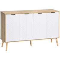 SIDEBOARD DE-11008 Chevron-Muster, 4 Türen & verstellbare Böden Weiß - Weiß, Holzwerkstoff (120/77.4/35cm) - ComfortXL
