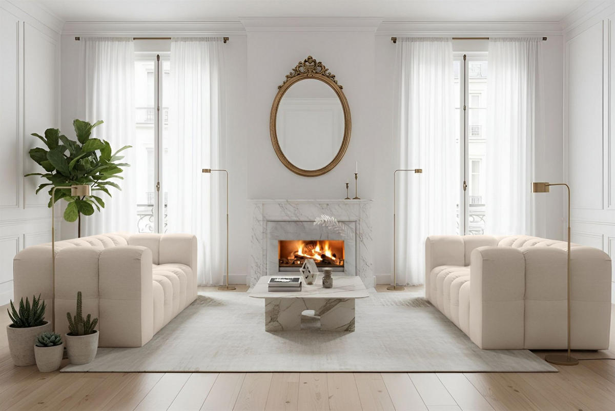 SOFASET Solvie 2-2 In Tiffani - Beige, Holzwerkstoff/Textil (200/75/106cm) - Fun Möbel