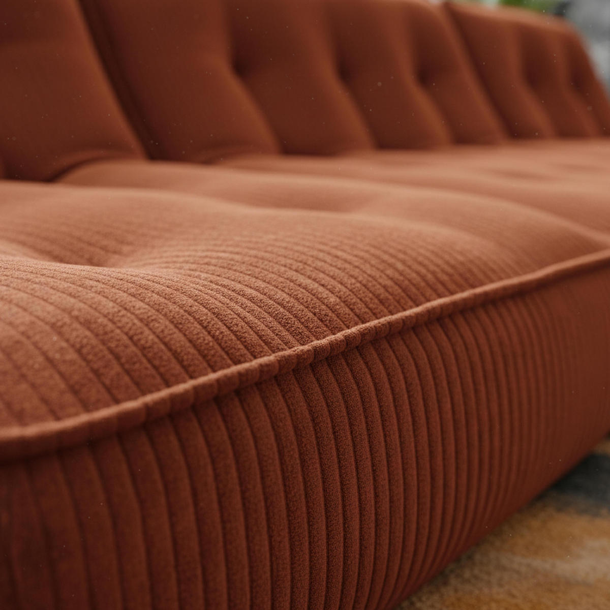 GARTENSOFA mit 4 Sitzplätzen, Terrakotta - Rot, Textil (320/70/165cm) - Oviala