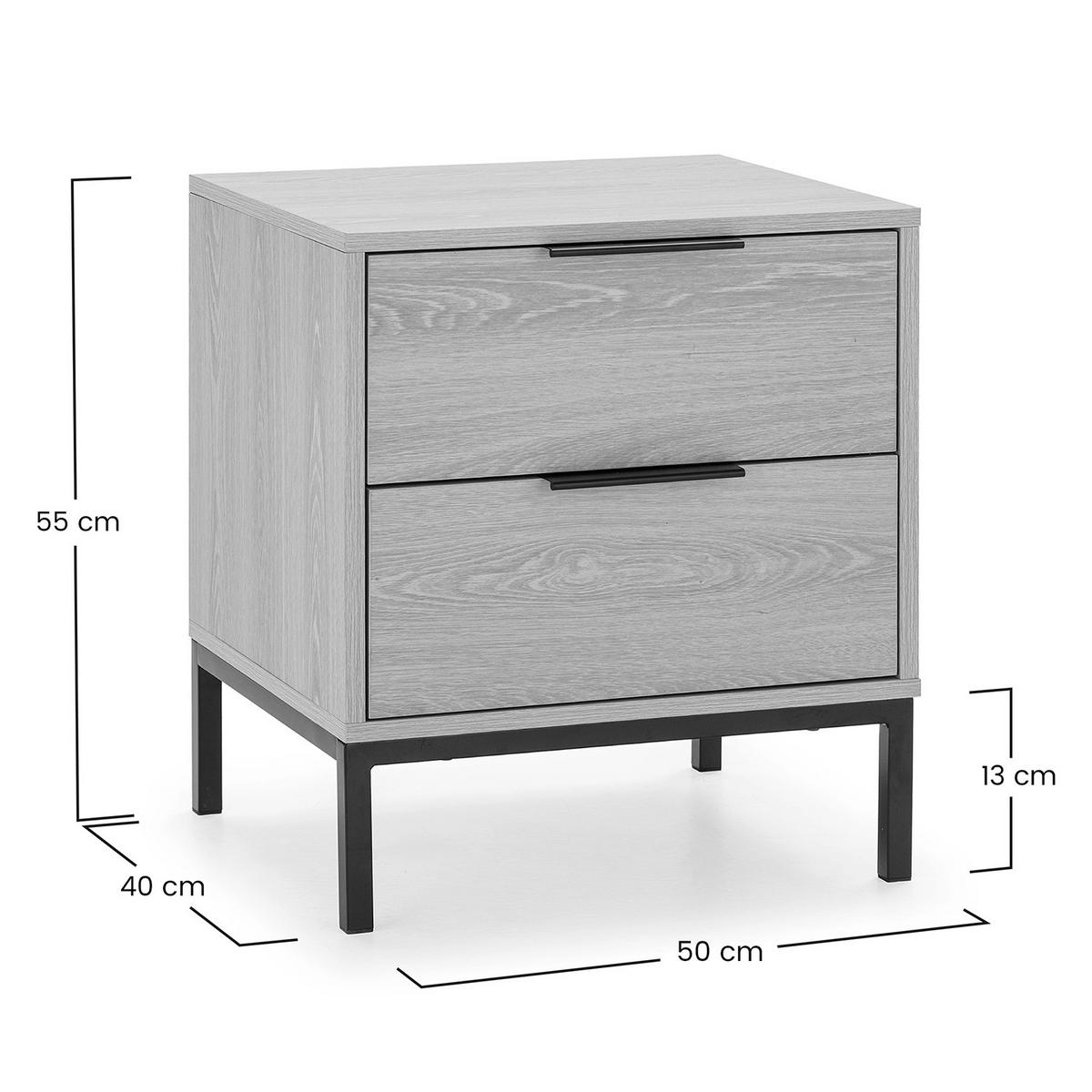 NACHTTISCH Auri 2 schubladen Eichenfarbe - Honigeiche, Holzwerkstoff (50/55/40cm) - VS Venta-stock