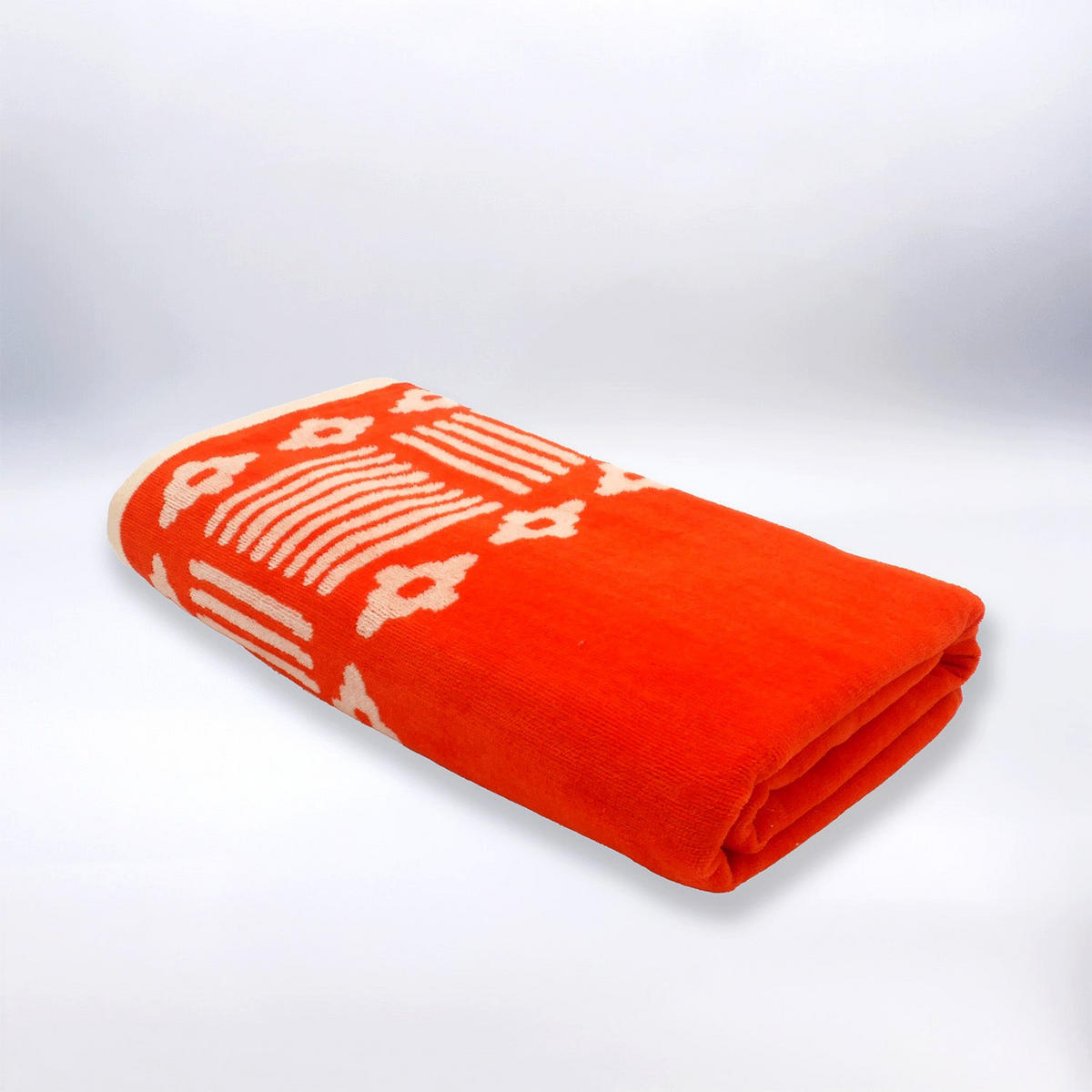 STRANDTUCH Frottee Velours Jacquard Orange 90x170 400g/m² - Oranza - Orange, Textil (90/170cm) - LE COMPTOIR DE LA PLAGE