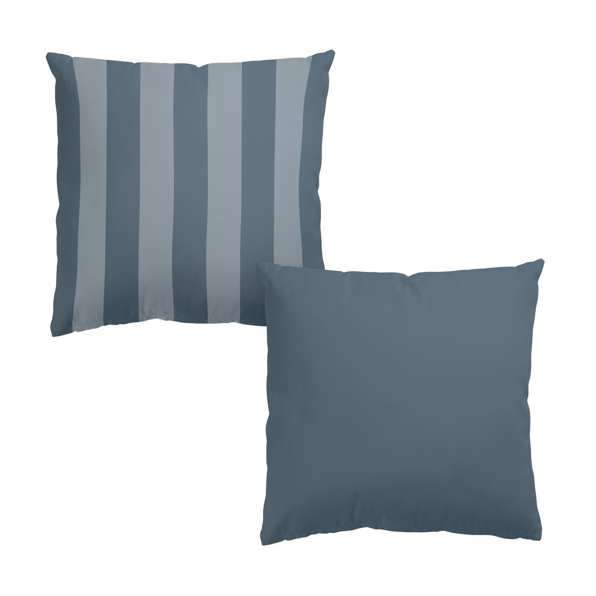 DEKOKISSEN 2er-Set Schieferblau trifft Streifen Duo 40/40 cm - Blau, Textil (40/40cm) - Bilderwelten
