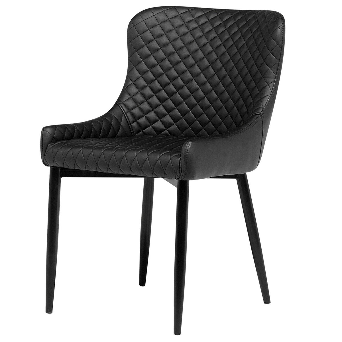 ESSZIMMERSTUHL 2er-Set Kunstleder Schwarz Solano - Schwarz, Textil/Metall (51/82/52cm) - Beliani