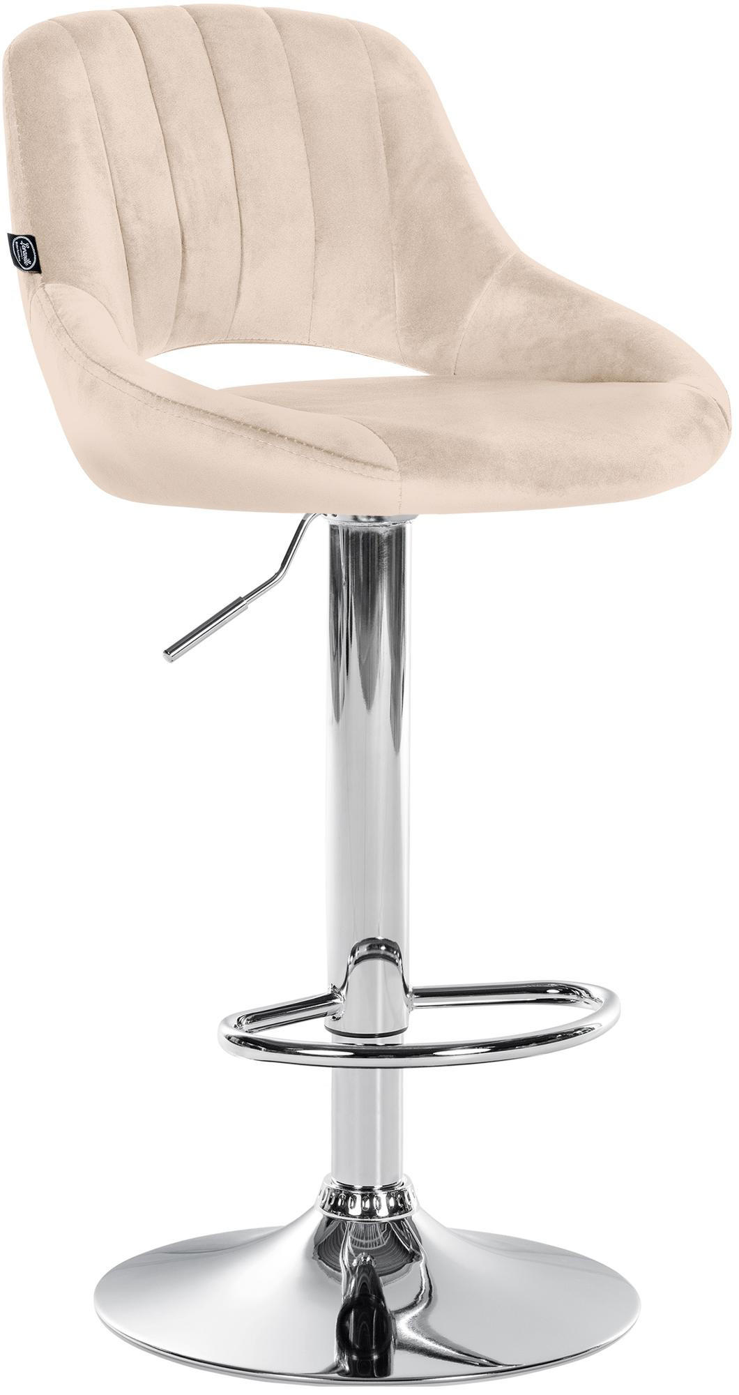 BARHOCKER Samt Creme - Chromfarben/Creme, Textil/Metall (47/85/48cm) - CLP