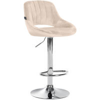BARHOCKER Samt Creme - Chromfarben/Creme, Textil/Metall (47/85/48cm) - CLP