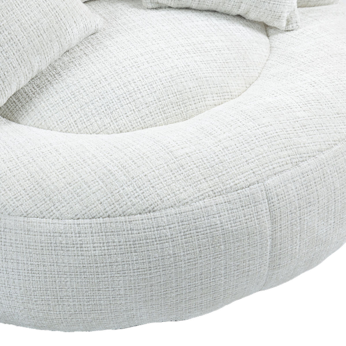 SITZSACK Chenille Beige mit Armlehnen - Weiß, Textil (108/52/108cm) - WISHDOR