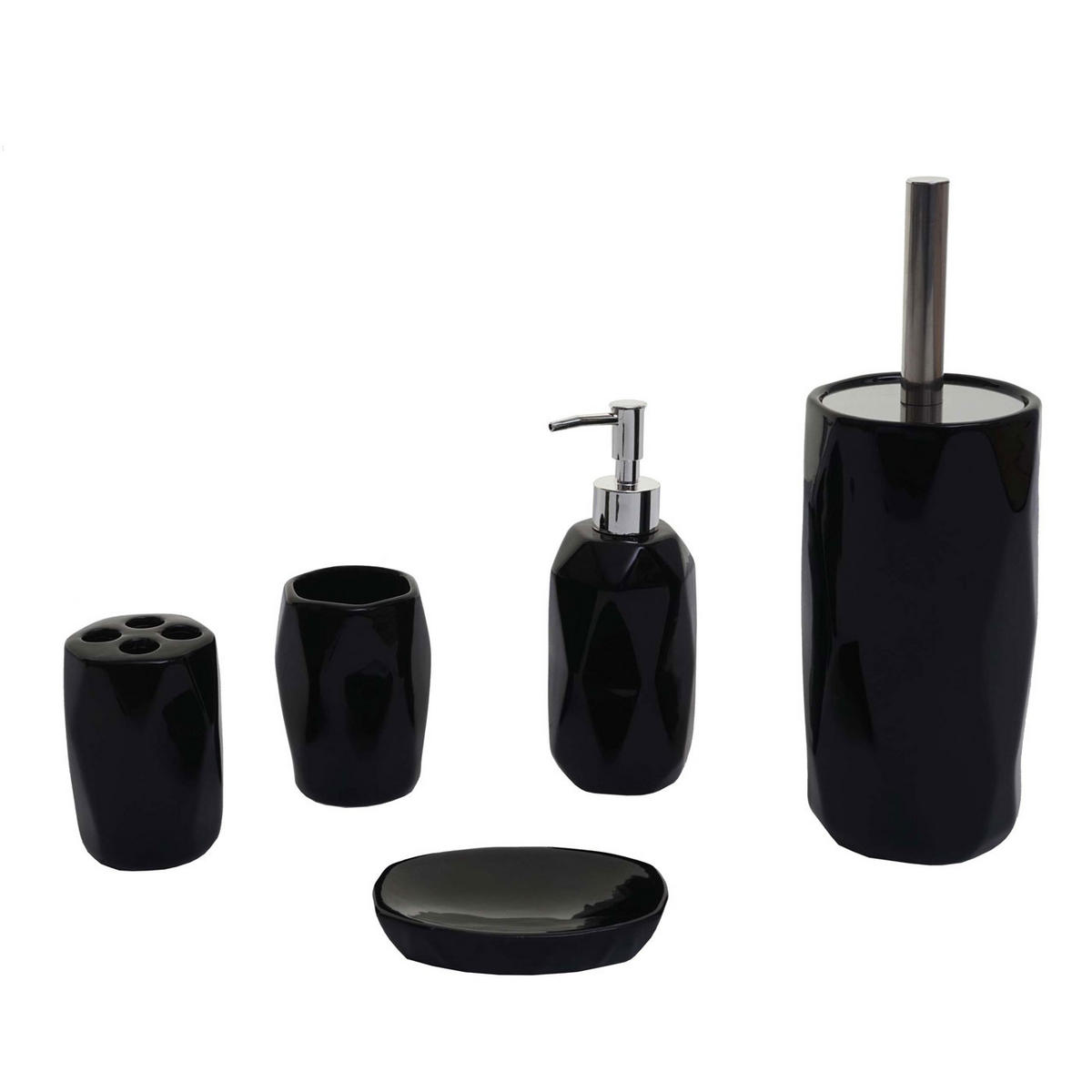 BADSET Schwarz 5er-Set - Schwarz, Keramik (13/32/10cm) - MCW