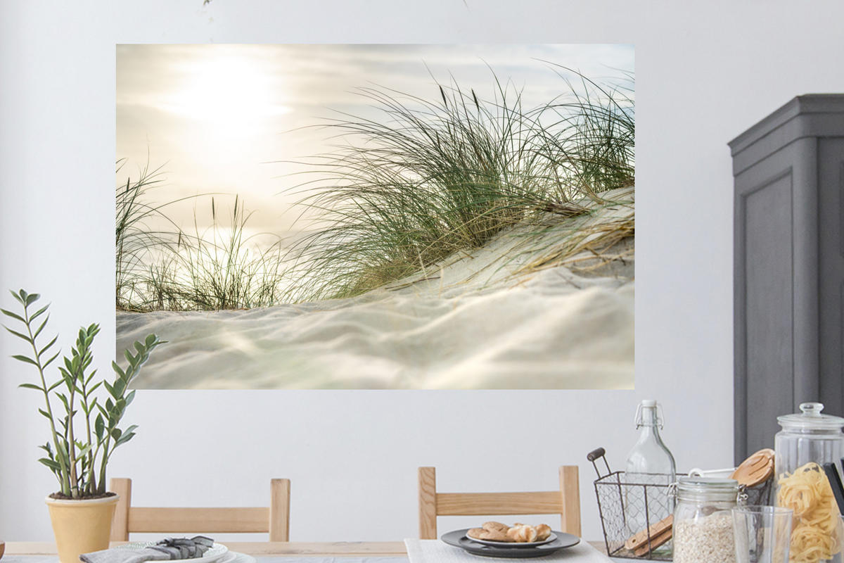 WANDTATTOO Dünen - Strand - Schlewswig-Holstein - Wattenmeer 120x80 cm - Creme, Kunststoff (120/80/0.1cm) - MuchoWow