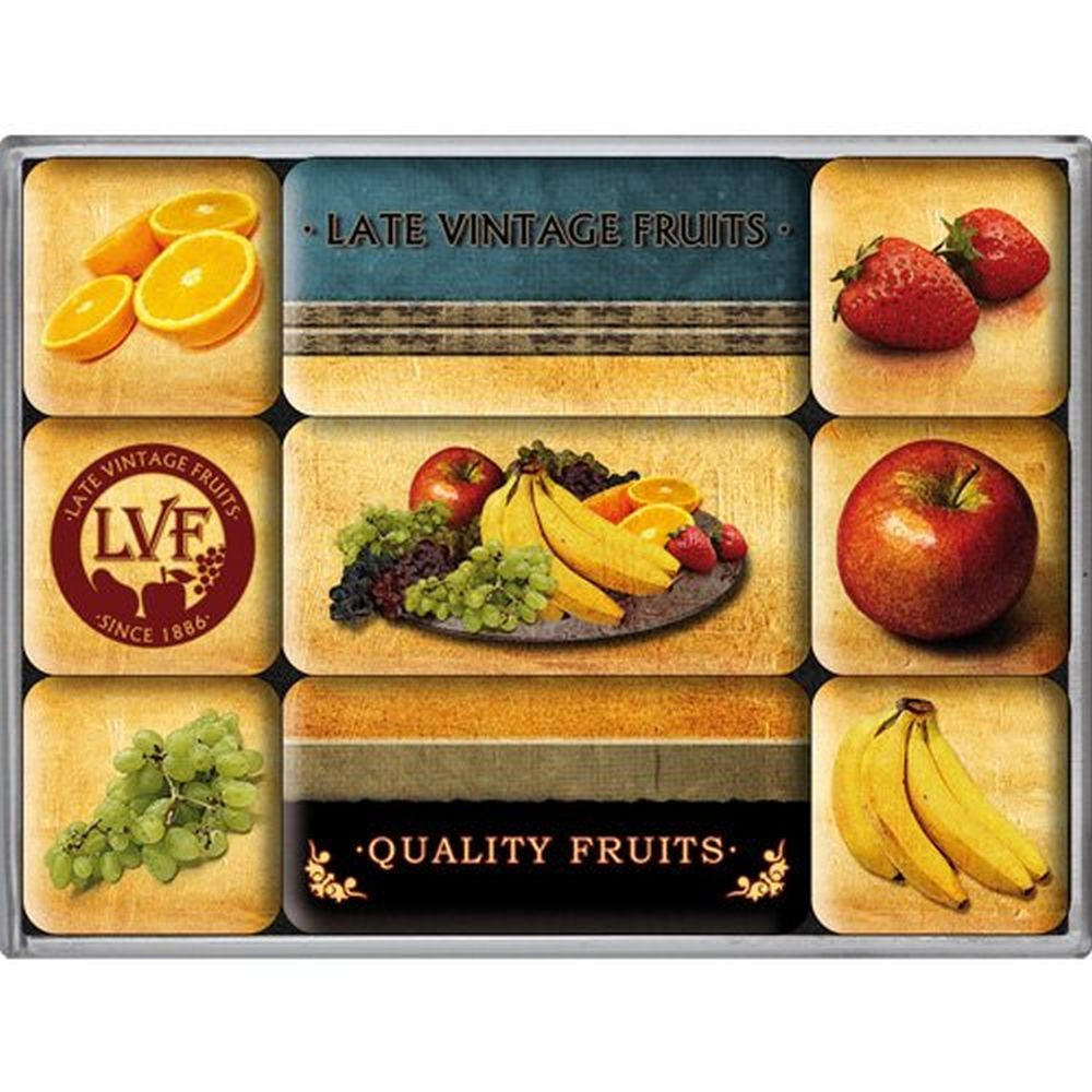 MAGNETSET 9-teilig Home & Country Quality Fruits - Multicolor, Metall (9/7/2cm) - Nostalgic-Art