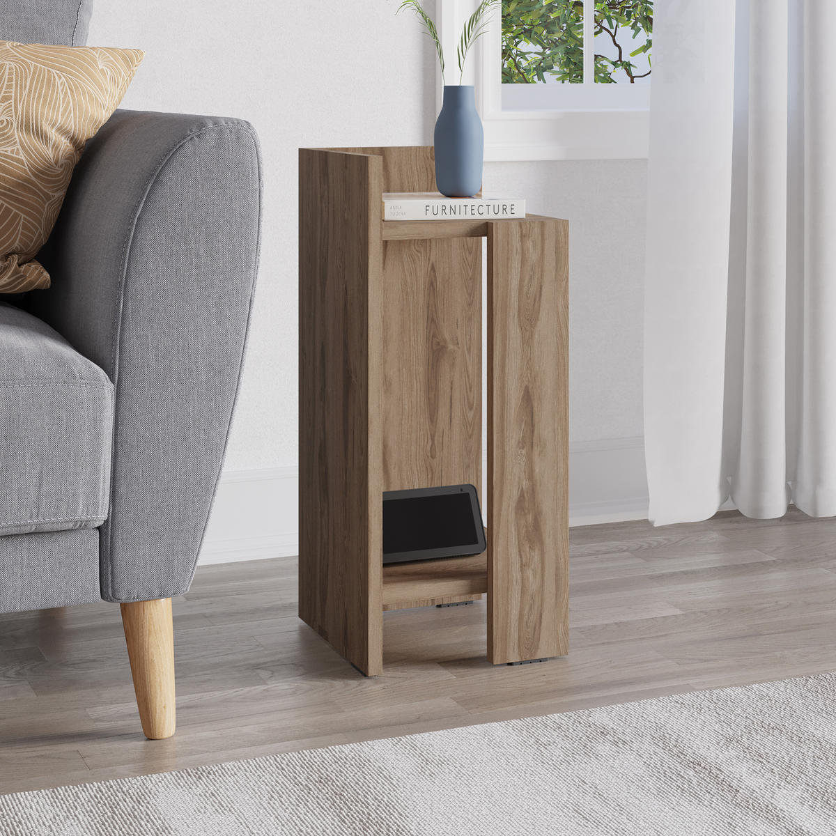 NACHTTISCH Elos Modul Links Whiskey Eiche 25/27/60 cm - Dunkelbraun, Holzwerkstoff (25/60/27cm) - Decortie