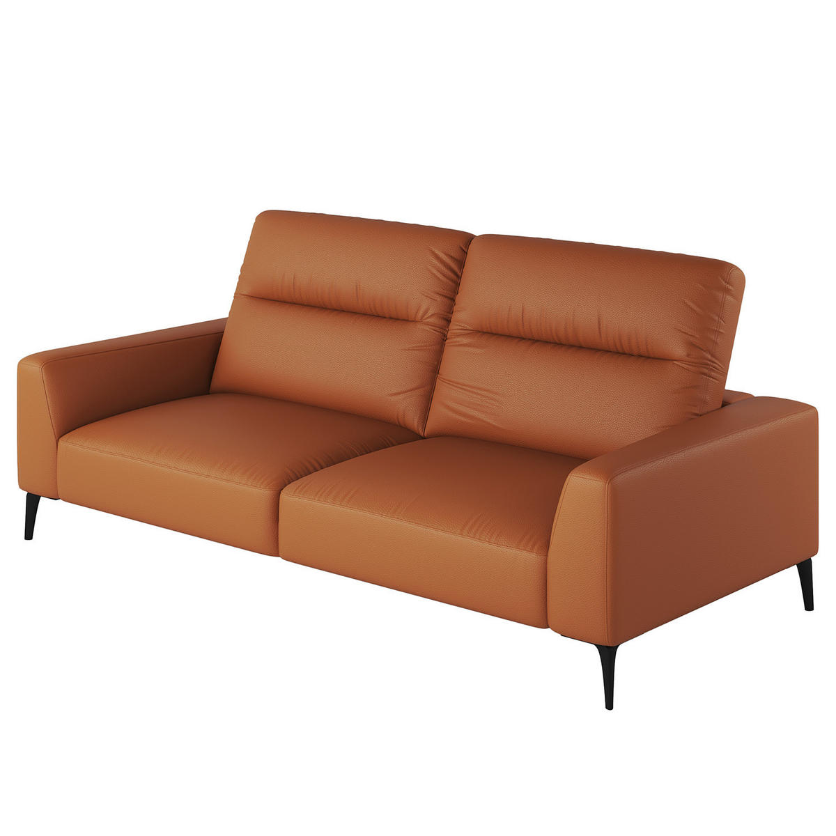 3-SITZER SOFA - Kastanienfarben/Schwarz, Leder/Metall (233/73/107cm) - home24