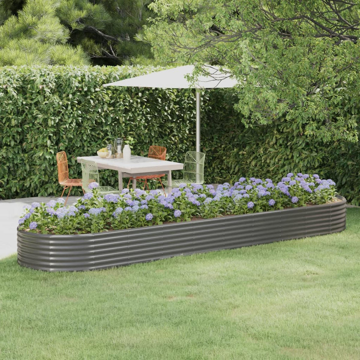 HOCHBEET Verzinkter Stahl 396x100x36 cm Grau - Grau, Metall (100/36/396cm) - furnicato