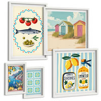 BILDER SET 5er Set - 50x50 cm & 20x30 cm & 40x60 cm Weißer Rahmen - Blumenwein Mailand Paris - Weiß, Kunststoff (40/60cm) - TULUP