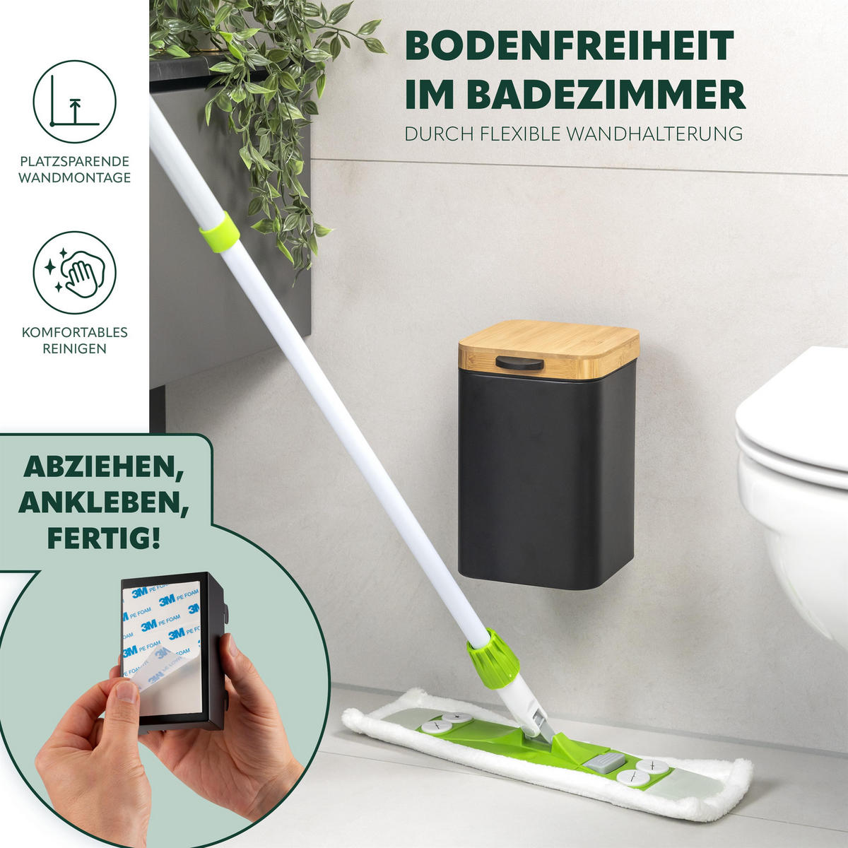 WAND-KOSMETIKEIMER 3 L, eckig, schwarz - Schwarz, Metall (16/24/23cm) - bremermann