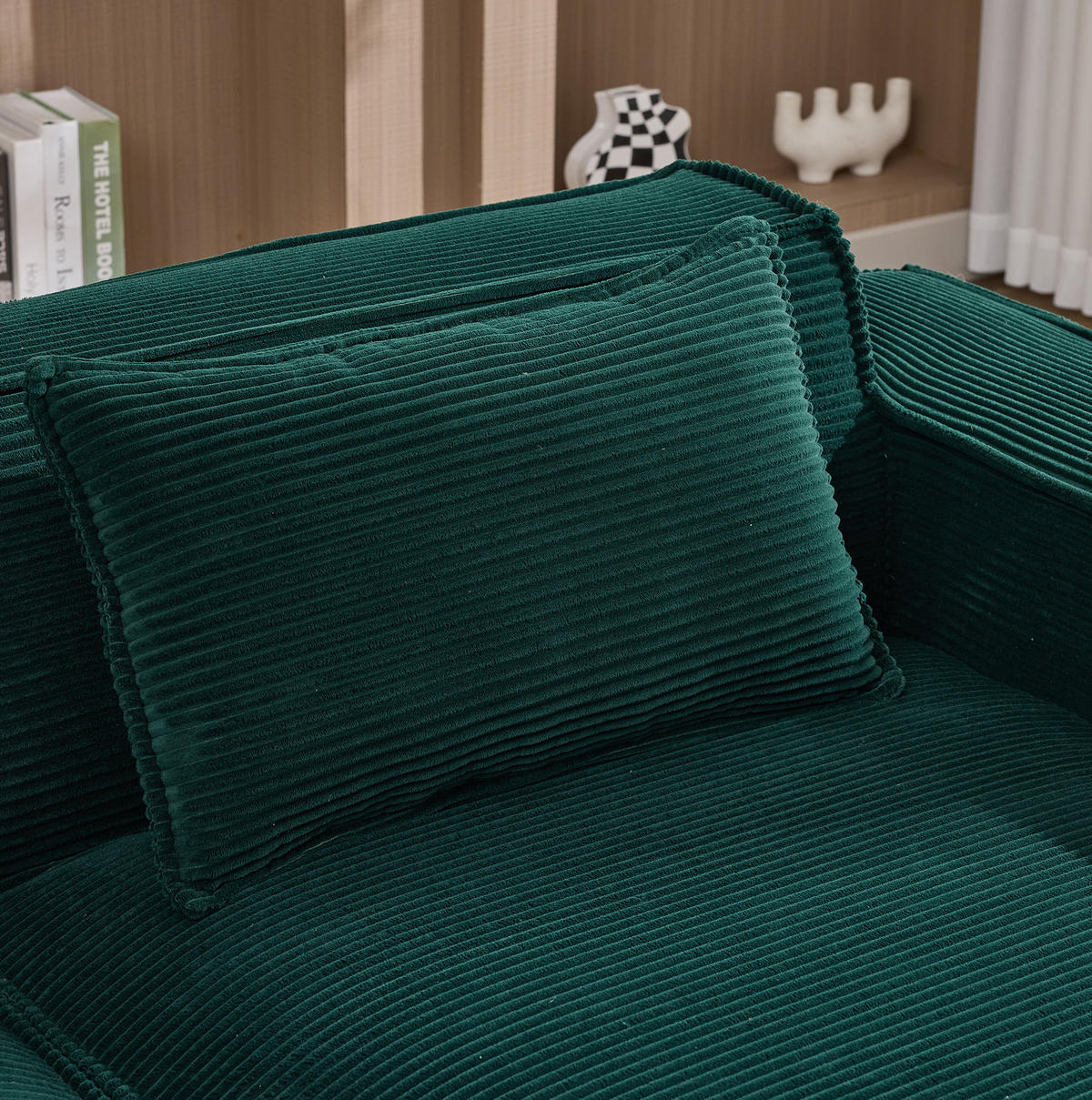 ECKSOFA aus Polyester 235 cm Retro-Grün mit Taschenfederkern und pflegeleichtem Bezug - Salbeigrün, Textil (235/129cm) - Modfu
