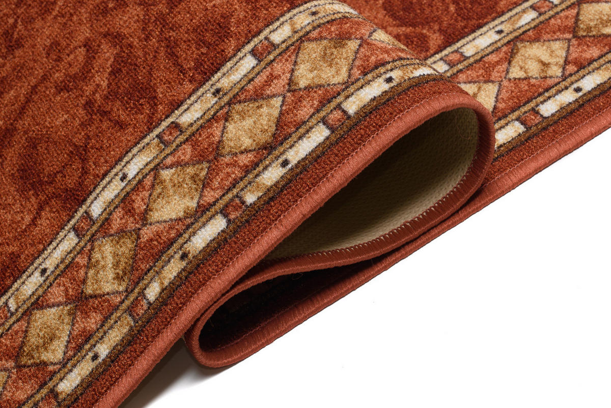 TEPPICHLÄUFER Anti-Rutsch Dunkelorange Braun rutschfest Gummiunterlage 80/1400 cm - Braun/Orange, Textil (80/1400cm) - Tapiso