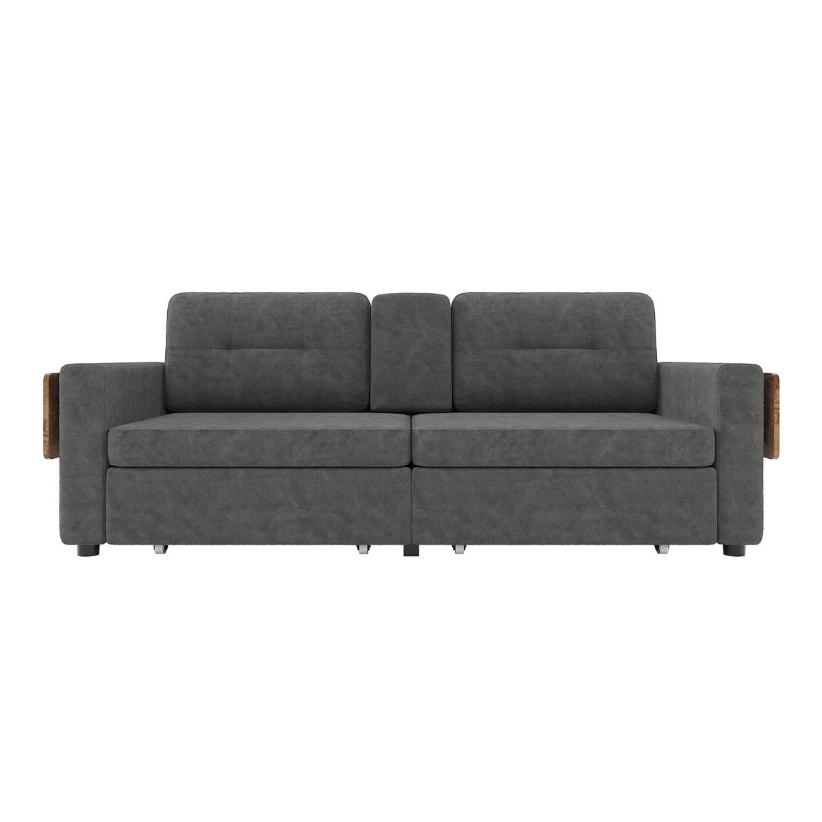 2-SITZER-SOFA mit Laptop-Tisch und Stauraum, DE-42611, Grau - Dunkelgrau, Metall (178/57.5/71cm) - ComfortXL