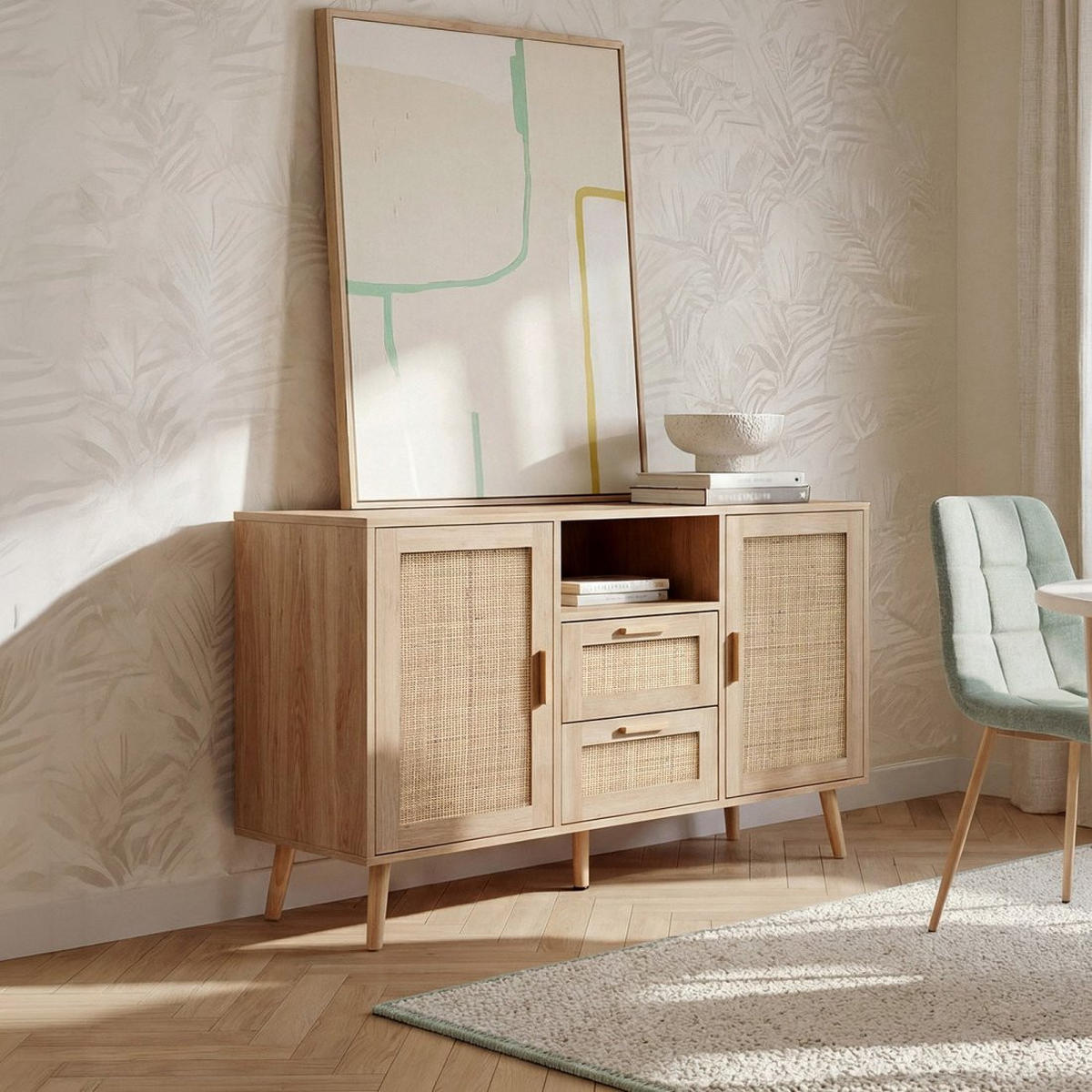 ANRICHTE NIEDRIGE Tahiti Natürlich 120 cm x 79 cm - Naturfarben, Holzwerkstoff (120/79/40cm) - Klast Home
