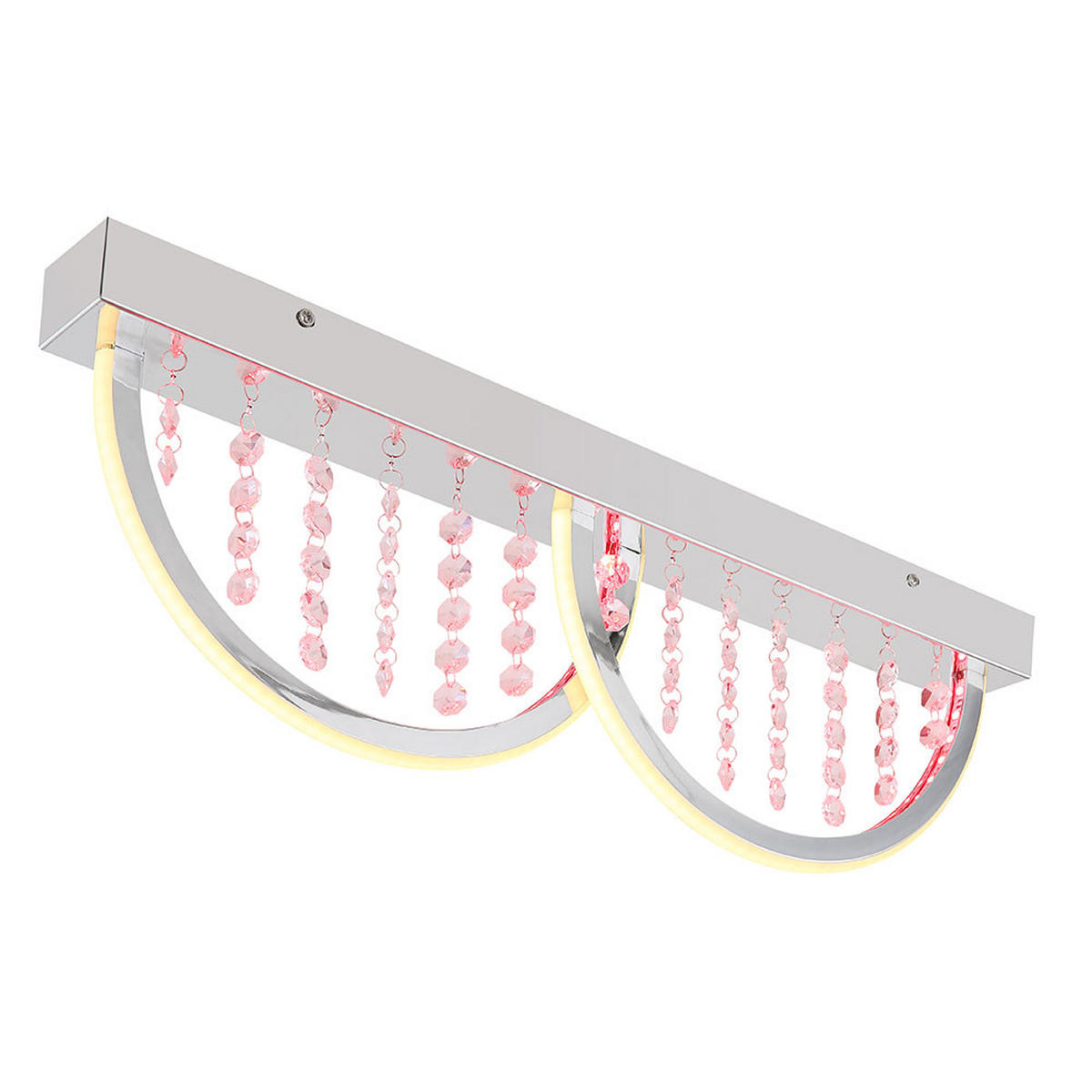 LED DECKENLEUCHTE Silber Kristalloptik Weiß - Silberfarben, Metall (60/6/20cm) - Globo Lighting