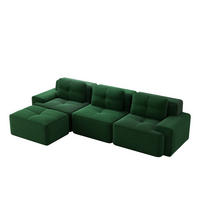ECKSOFA DE-34113 3-Sitzer mit Ottoman Grün - Grün, Textil (177/293cm) - ComfortXL