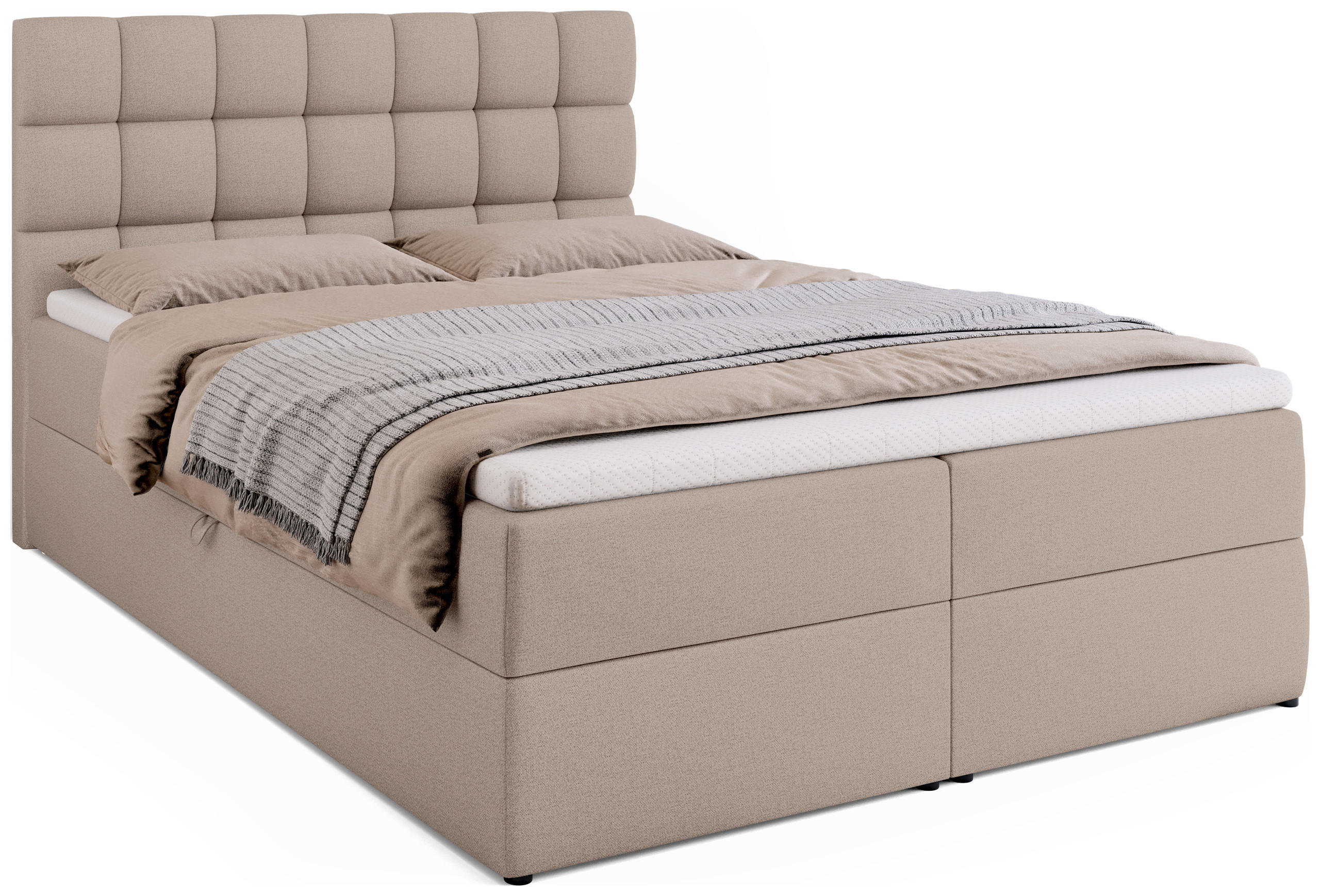 BOXBETT Dakota mit Topper 140/200 Beige - Beige, Textil (140/200cm) - Bromarkt
