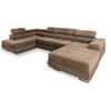 WOHNLANDSCHAFT CASONE L-S Beige Velours-Stoff mit Schlaffunktion - Beige, Holz (345/90/202cm) - MASSENO